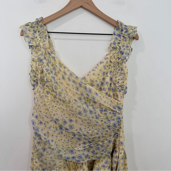 NWT Abercrombie & Fitch Yellow Maxi Dress Ruffle Strap High-Low size medium - Picture 4 of 10